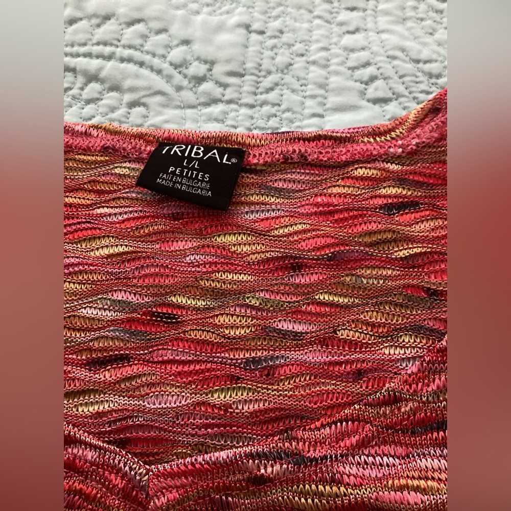 Tribal Red and Pink Knit Top